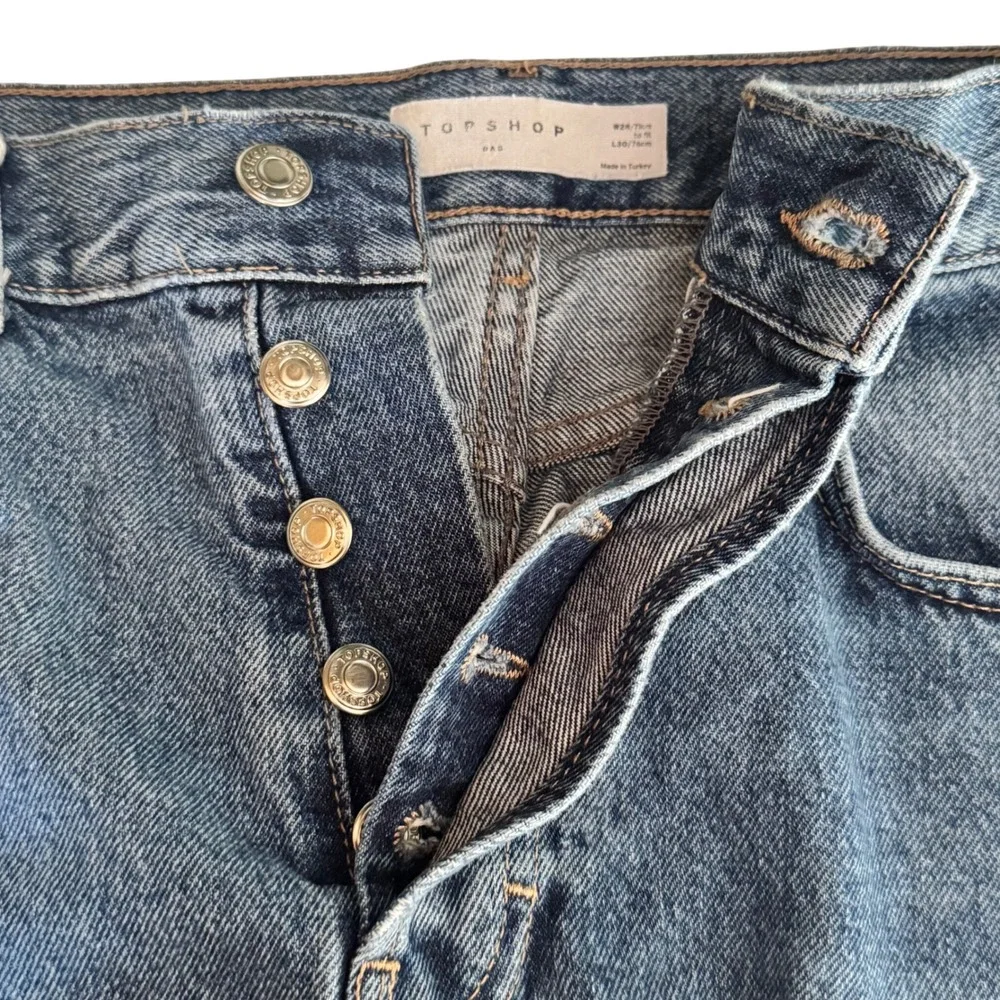 Topshop High‎ Waist Distressed Straight Leg Jeans W28 L30